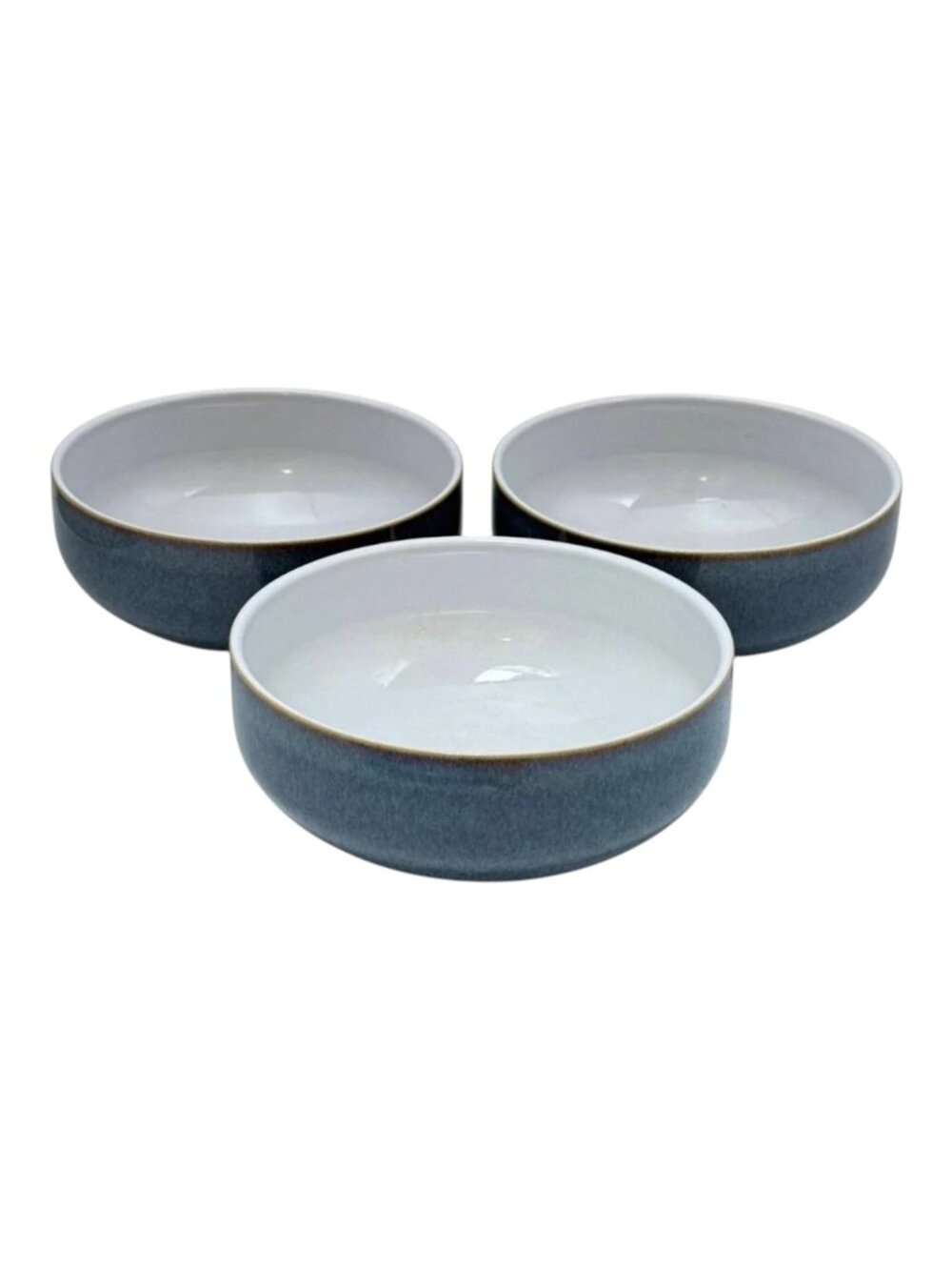 Denby‎ Elements Blue Coupe Cereal Bowls Lot 3 Stoneware England Reactive Glaze